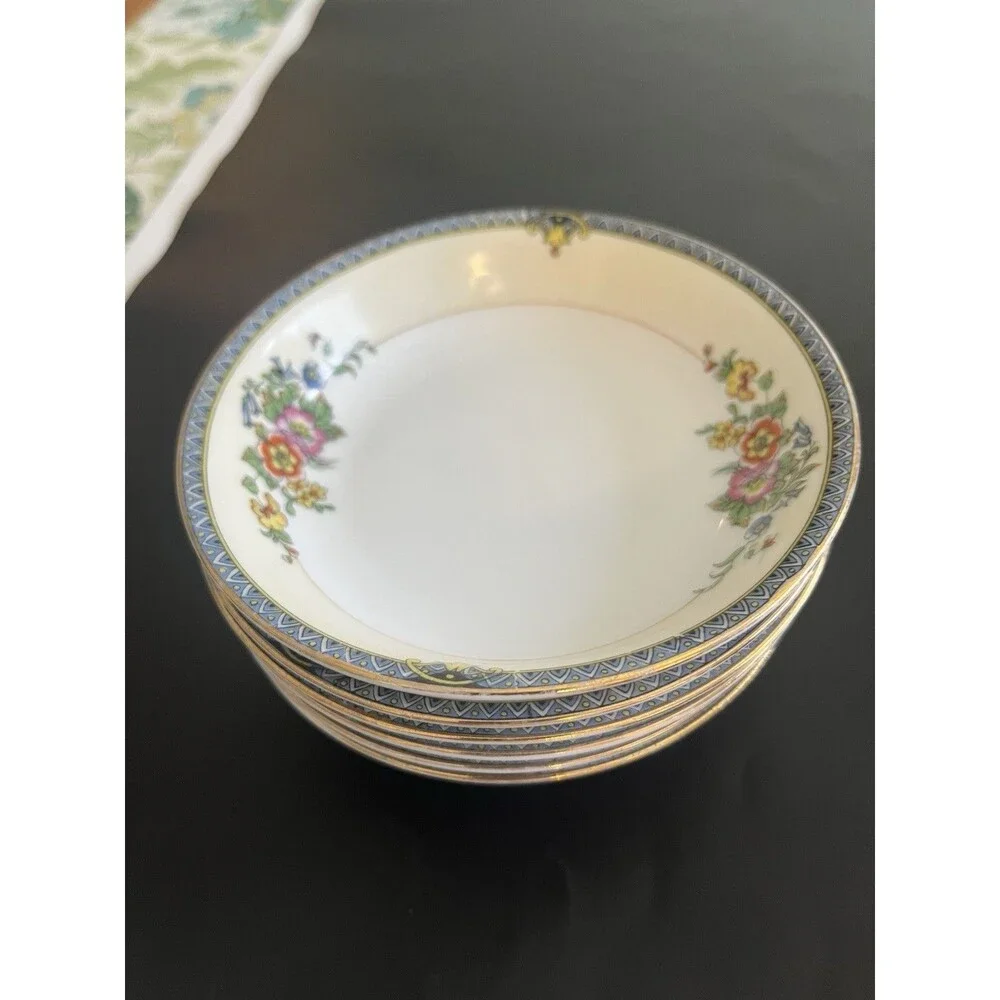 Antique 1920’s Noritake Grasmere Floral 5.25” Custard Berry Dessert Bowls 6pc